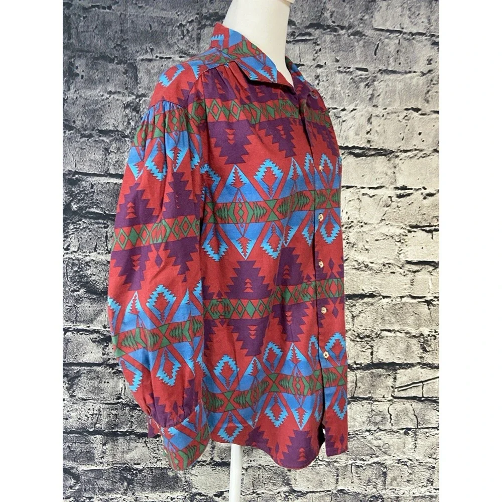 Vintage‎ Country Shop Marshall Fields Womens Shirt 10 Southwest Aztec Retro Boho